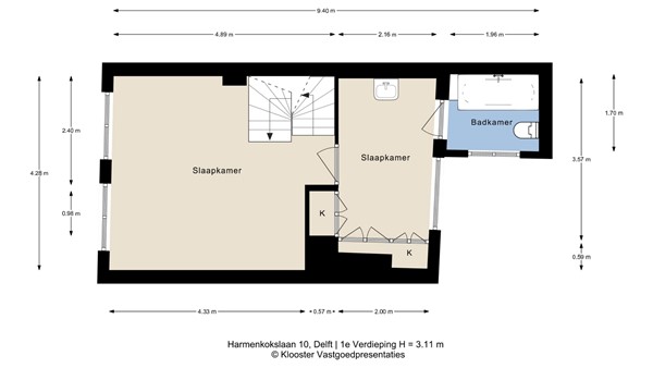 Plattegrond - Harmenkokslaan 10, 2611 TR Delft - 1e Verdieping.jpeg